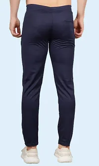 Stylish Blue Polyester Spandex Solid Track Pant For Men-thumb1