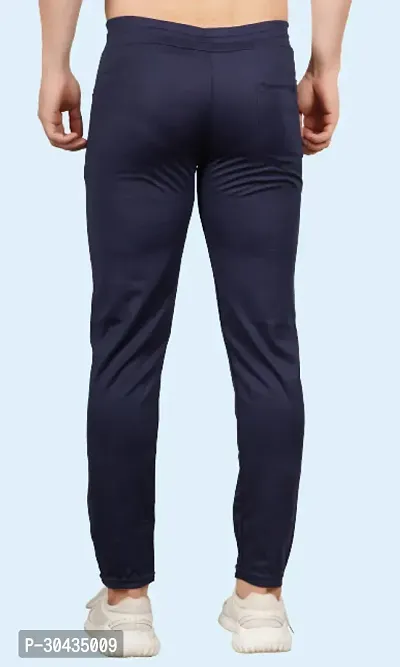 Stylish Blue Polyester Spandex Solid Track Pant For Men-thumb2