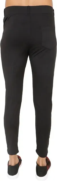 Stylish Black Polyester Spandex Solid Track Pant For Men-thumb1