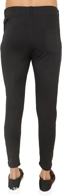 Stylish Black Polyester Spandex Solid Track Pant For Men-thumb2