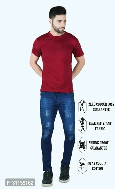 Stylish Blue Cotton Blend Mid-Rise Jeans For Men-thumb3