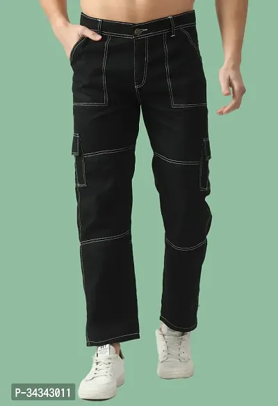 Elegant Black Denim Solid Jeans For Men And Boys-thumb0