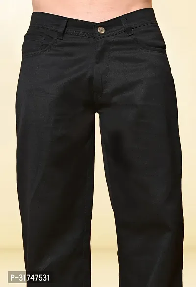 Elegant Black Denim Solid Jeans For Men-thumb3