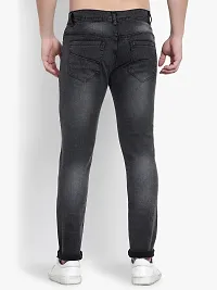 Stylish Black Denim Faded Mid-Rise Jeans For Men-thumb1