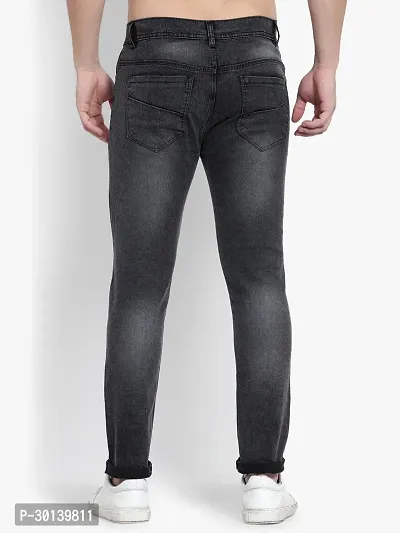 Stylish Black Denim Faded Mid-Rise Jeans For Men-thumb2