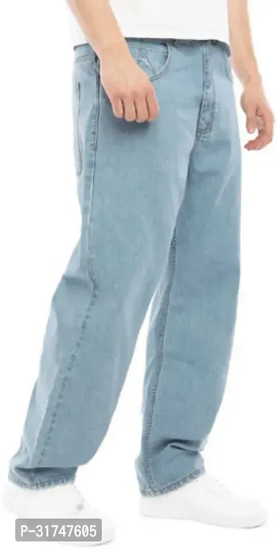 Elegant Light Blue Denim Solid Jeans For Men-thumb3