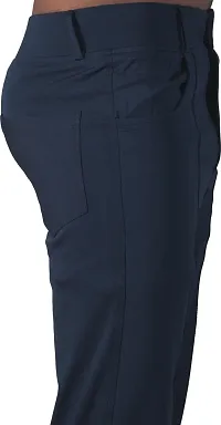 Linaria Stylish Blue Lycra Blend Solid Regular Fit Trouser For Men-thumb3