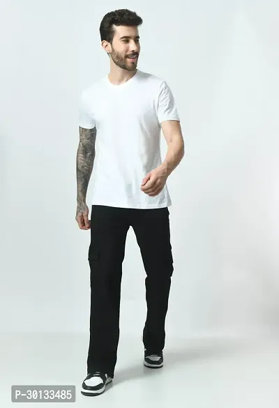 Stylish Black Denim Solid Mid-Rise Jeans For Men-thumb4