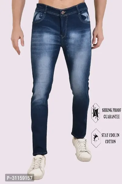 Stylish Blue Cotton Blend Mid-Rise Jeans For Men-thumb0