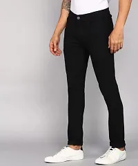 Elegant Black Denim Solid Jeans For Men And Boys-thumb2