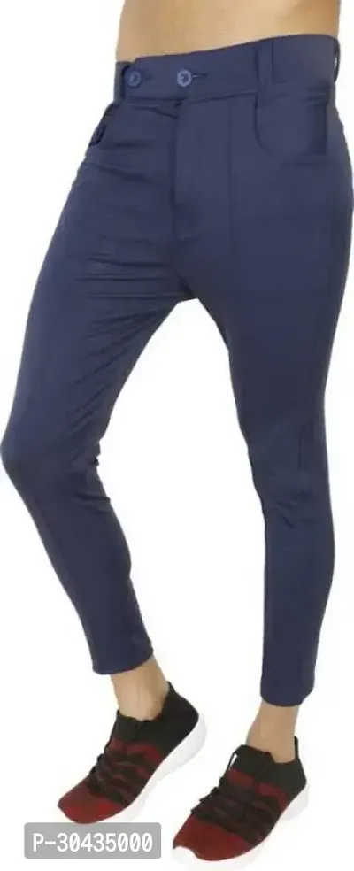 Stylish Blue Polyester Solid Track Pant For Men-thumb3