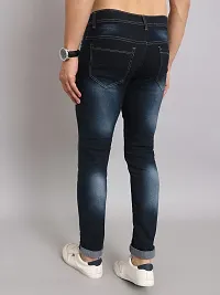 Stylish Black Denim Faded Mid-Rise Jeans For Men-thumb1