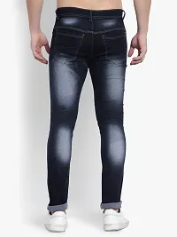 Stylish Blue Denim Faded Mid-Rise Jeans For Men-thumb1