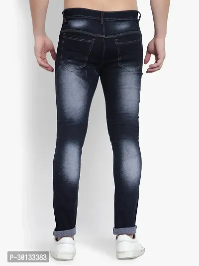 Stylish Blue Denim Faded Mid-Rise Jeans For Men-thumb2