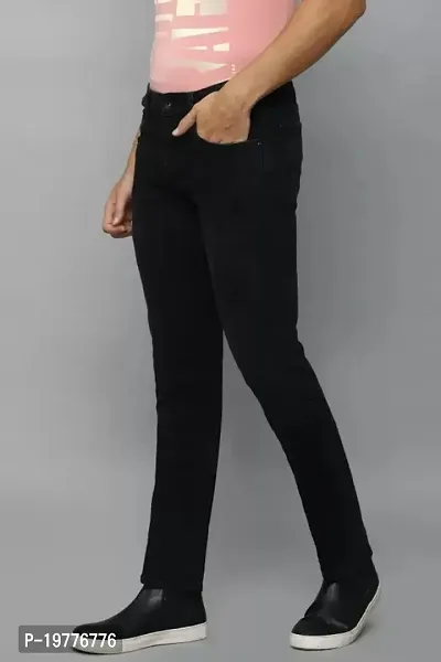 Reliable Black Cotton Blend Low-Rise Jeans For Men-thumb2