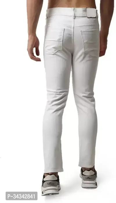 Elegant White Denim Solid Jeans For Men And Boys-thumb2