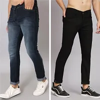 Stylish Cotton Blend Mid-Rise Jeans For Men Pack Of 2-thumb2