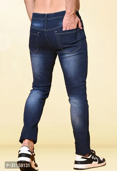 Stylish Blue Denim Mid-Rise Jeans For Men-thumb2