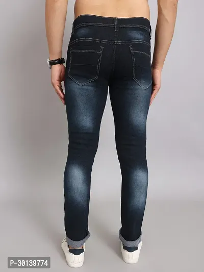 Stylish Blue Denim Faded Mid-Rise Jeans For Men-thumb2