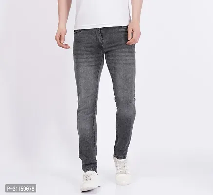 Stylish Black Cotton Blend Mid-Rise Jeans For Men