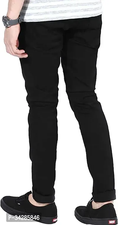 Stylish Black Denim Distress Mid-Rise Jeans For Men-thumb2