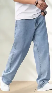 Elegant Light Blue Denim Solid Jeans For Men-thumb3