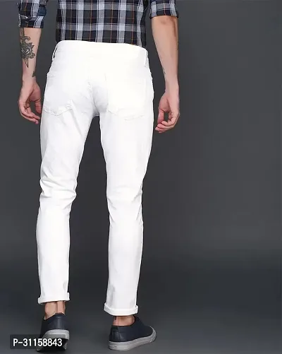 Stylish White Denim Mid-Rise Jeans For Men-thumb2