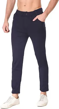 Stylish Black Polyester Spandex Solid Track Pant For Men-thumb2