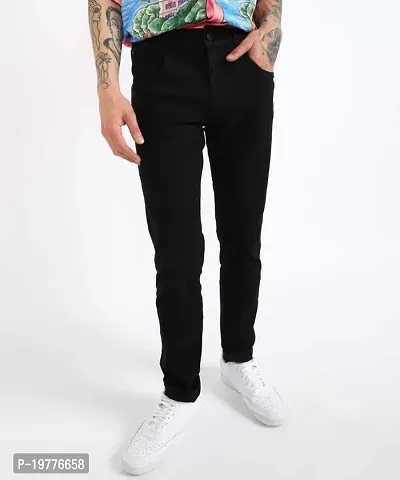 Reliable Black Cotton Blend Mid-Rise Jeans For Men-thumb0