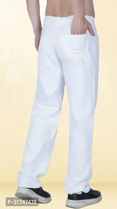 Elegant White Denim Solid Jeans For Men-thumb2