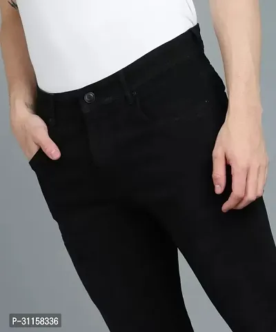 Stylish Black Cotton Lycra Blend Mid-Rise Jeans For Men-thumb2