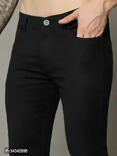 Elegant Black Denim Solid Jeans For Men And Boys-thumb4