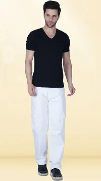 Elegant White Denim Solid Jeans For Men-thumb2