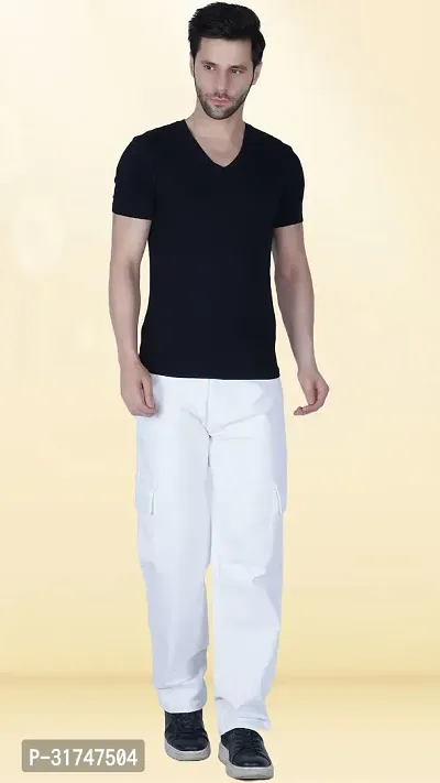 Elegant White Denim Solid Jeans For Men-thumb3