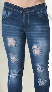 Elegant Blue Denim Distress Jeans For Men And Boys-thumb2