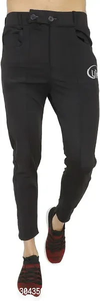 Stylish Black Cotton Blend Solid Track Pant For Men