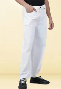 Elegant White Denim Solid Jeans For Men-thumb3