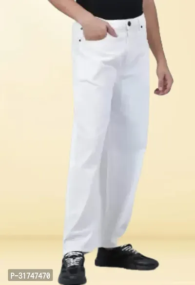 Elegant White Denim Solid Jeans For Men-thumb4