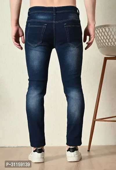 Stylish Blue Denim Mid-Rise Jeans For Men-thumb2