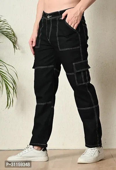 Stylish Black Denim Mid-Rise Jeans For Men