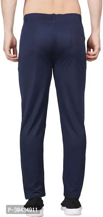 Stylish Blue Polyester Spandex Solid Track Pant For Men-thumb2