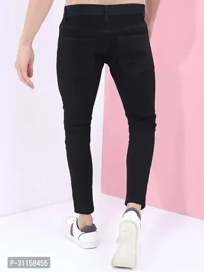 Stylish Black Cotton Blend Mid-Rise Jeans For Men-thumb2