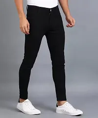 Stylish Black Denim Solid Mid-Rise Jeans For Men-thumb2