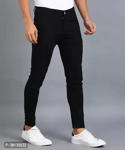 Stylish Black Denim Solid Mid-Rise Jeans For Men-thumb3