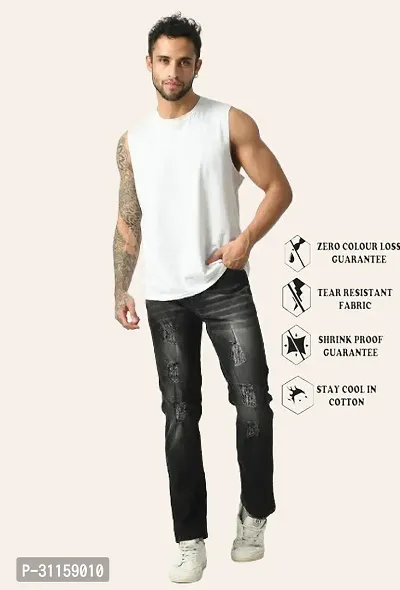 Stylish Grey Cotton Blend Mid-Rise Jeans For Men-thumb3