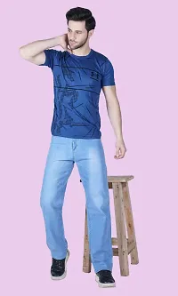 Elegant Light Blue Denim Solid Jeans For Men-thumb1