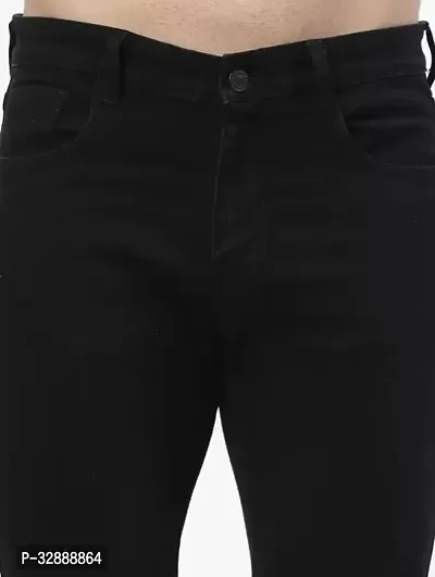 Stylish Black Denim Mid-Rise Jeans For Men-thumb5