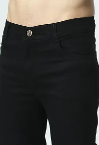 Stylish Black Denim Solid Mid-Rise Jeans For Men-thumb2