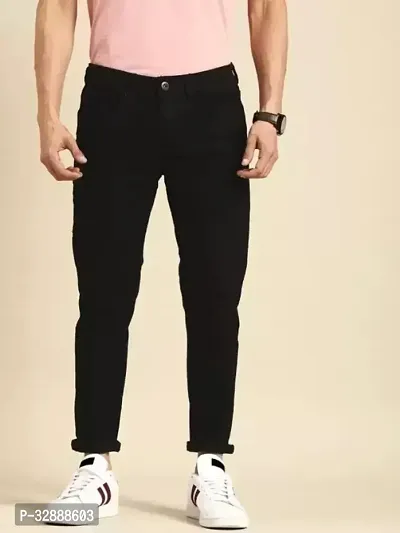 Stylish Black Denim Mid-Rise Jeans For Men-thumb0