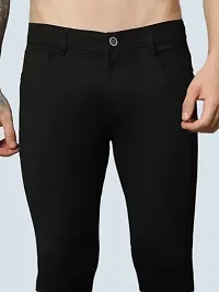 Stylish Black Denim Solid Mid-Rise Jeans For Men-thumb2